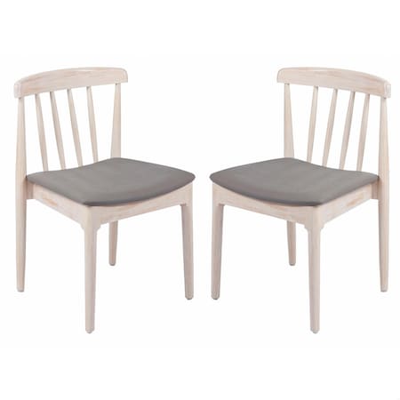 Flash Furniture Chester Solid Wood Antique Wht Dining Chairs w/Curved Spindle Backrests and Beige Vinyl Seats, 2PK 2-XU-DG-W0359-ANTWHT-GG